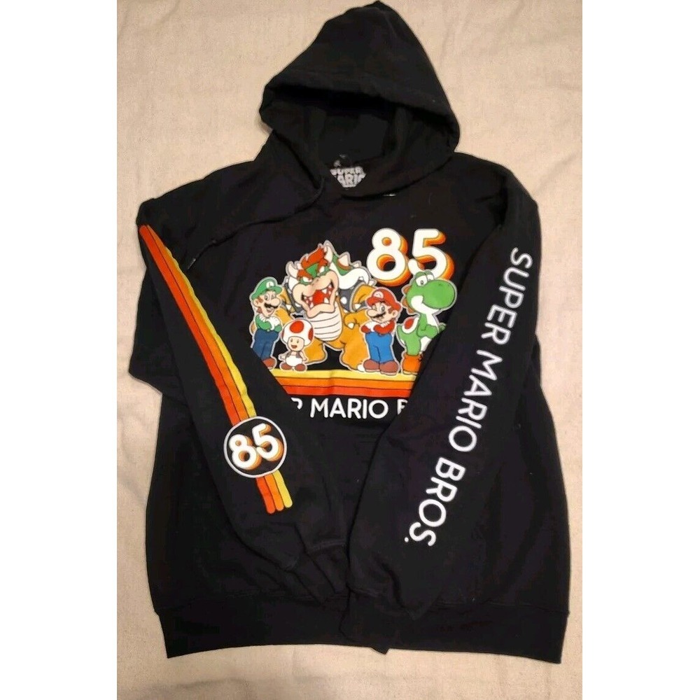 Nintendo Super Mario Brothers Hoodie Mens Black Medium Long Sleeve‎ Luigi  FF